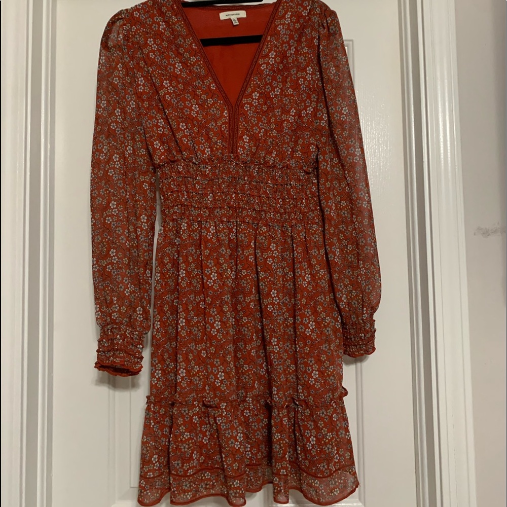 Orange floral boho dress